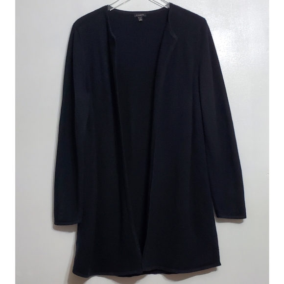 Talbots large knit long line open cardigan sweater black long sleeve whimsygoth - Picture 4 of 12